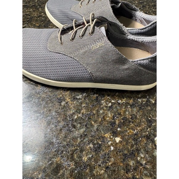 OluKai Nohea Moku Men\'s Boat Shoes Gray Lace Up Slip-On Size 10.5